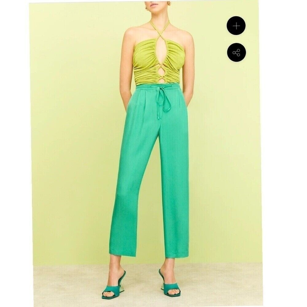 NWT Nocturne High-Waisted Green Ankle Length Carrot Pants XS $158